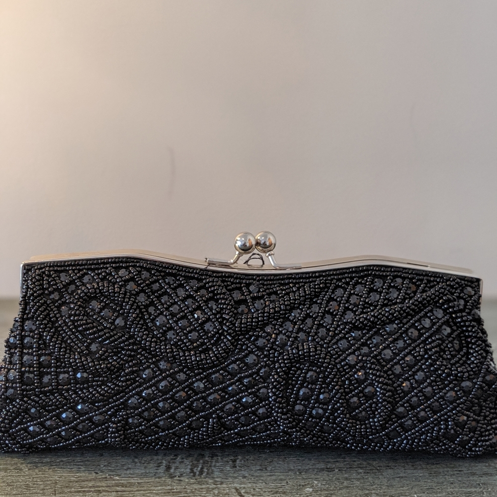 Vintage Black Beaded Clutch